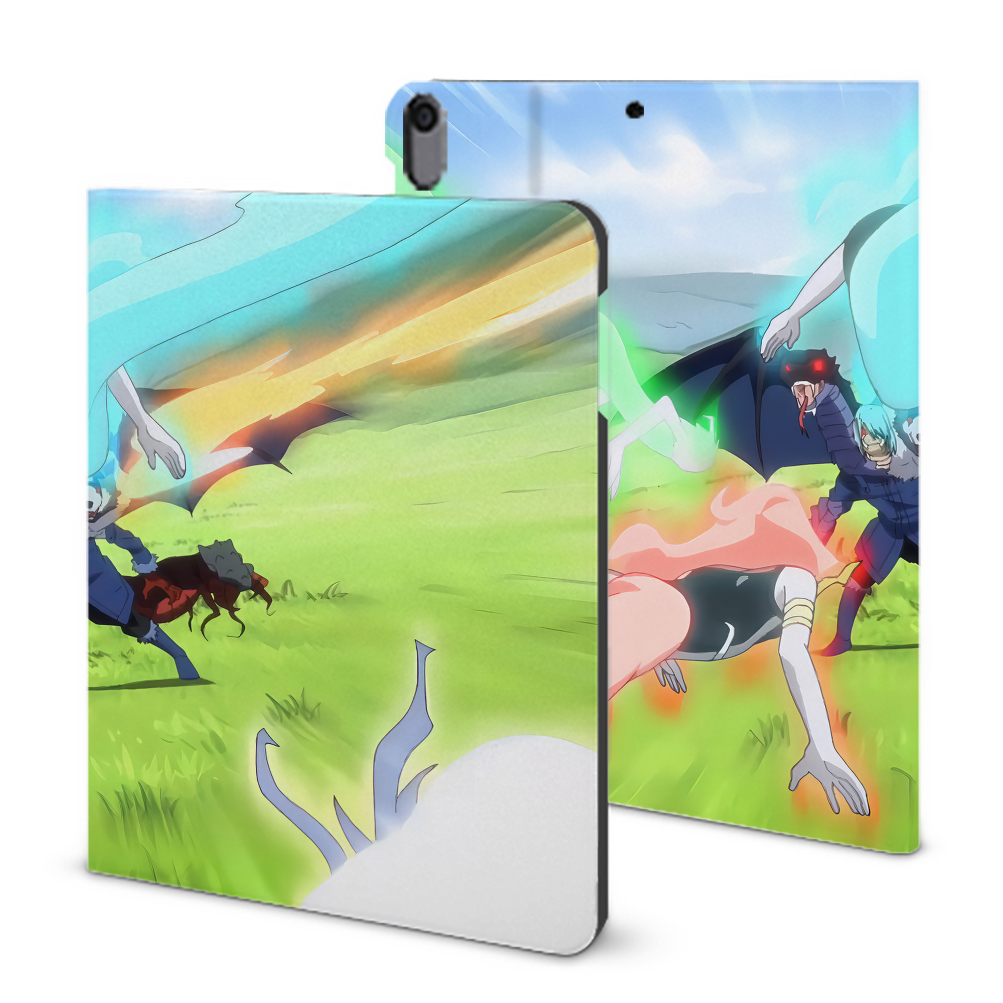 （画像用） 転スラ Regarding Reincarnated to Slime IPad ケース ブック型 PUレザー TPU 耐衝撃 軽量 薄型 ペン収納なし 全面保護 IPad 各モデル対応